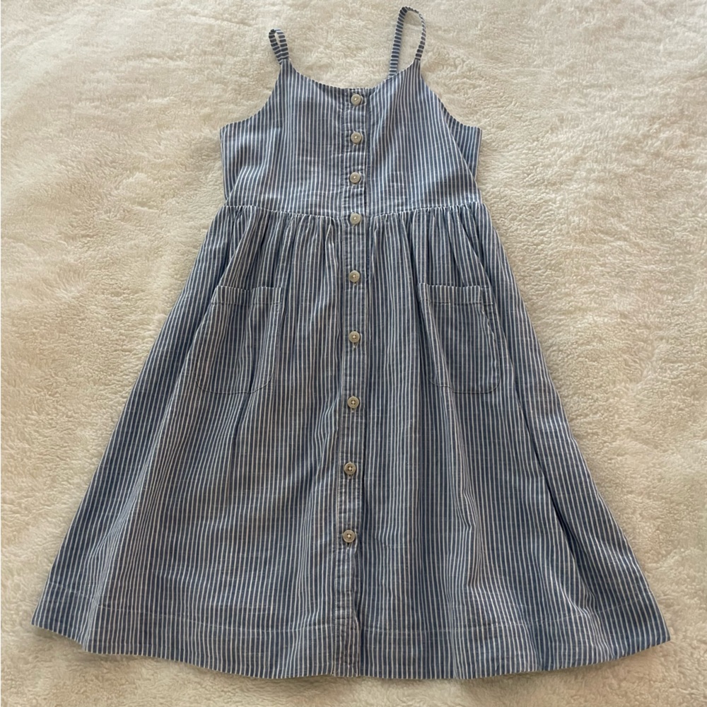 Blue and White striped Crewcuts spaghetti strap dress - Girls size 8